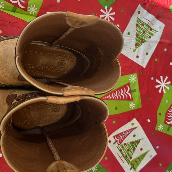 Ariat Rio Oak Barrel leather cowboy boots with teal accents. Size 9 medium. - Picture 3 of 8